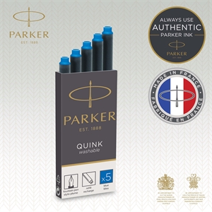 Parker Refill Long Fountain Cartridges tvättbart blue bläck (5)